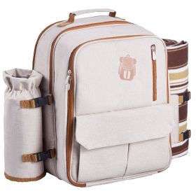 VEVOR Picnic Backpack, Beach Picnic Backpack Bag for 4 Person with Insulated Cooler Compartment, Detachable Bottle/Wine Holder, Lightweight Blank