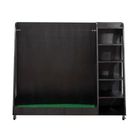 47" x 18" x 40" Wooden Golf Bag Organizer with Wheels Stylish Golf Storage Rack Holds 3 Golf Bags, Black