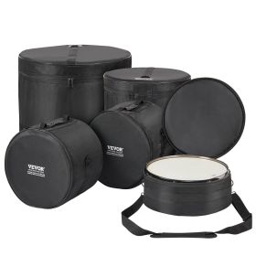 VEVOR 5-Piece Drum Bag Kit, Durable 1680D Oxford Material, Cushioned Cases with 1.5m Removable Shoulder Strap and Carry Handles, Collapsible