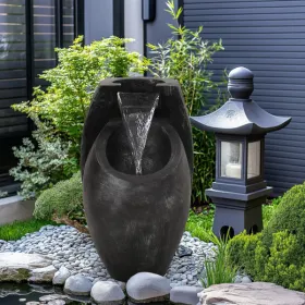 Backyard Water Fountain - 21.5 Tall Floor Standing Fountain, Indoor And Outdoor Modern Two-Tier Waterfall For Garden, Patio, Or Yard Decor (Option: defaulttitle)