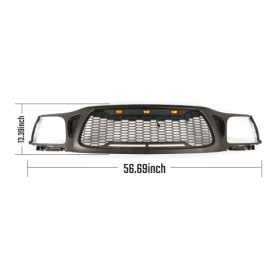 Front Grille Fits For Tacoma 2001 2002 2003 2004 With Amber LED Accent Lights Matte Black (Option: Black)