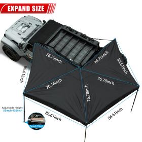 270-Degree Awning Driver Side Free Standing, Car Side 270-Degree Awning Waterproof UV50 Wind Resistant For SUV Van Truck (Option: Black)
