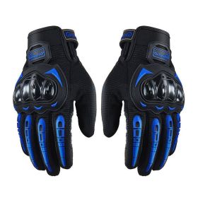 Racing Motorcycle Motorbike Motocross Riding Dirt Bike Full Finger Sports Gloves (Color: Blue, size: L)