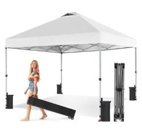 10x10 Feet Retractable Tent, Portable Outdoor Shelter, Suitable For Beaches, Events, Camping (Option: White)